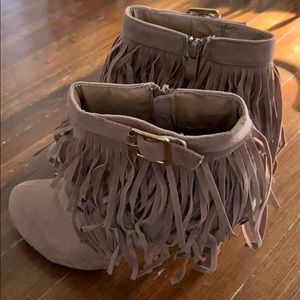 Brown Suede Boots with Fringe